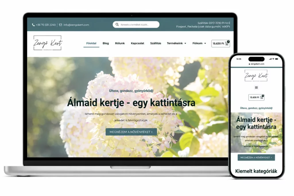 Zengokert referencia webshop fejlesztes
